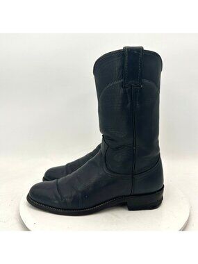 Justin Boots L 3057 Women Size 6A Black Leather Roper Cowgirl Western Boot